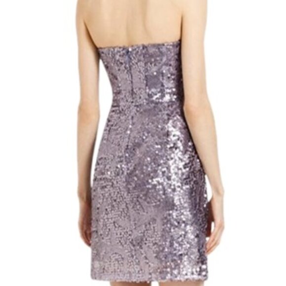 NWT BCBG BCBGMaxazria Lilac Metallic Sequins Holiday Party Strapless NYE Dress 2 - Picture 2 of 4